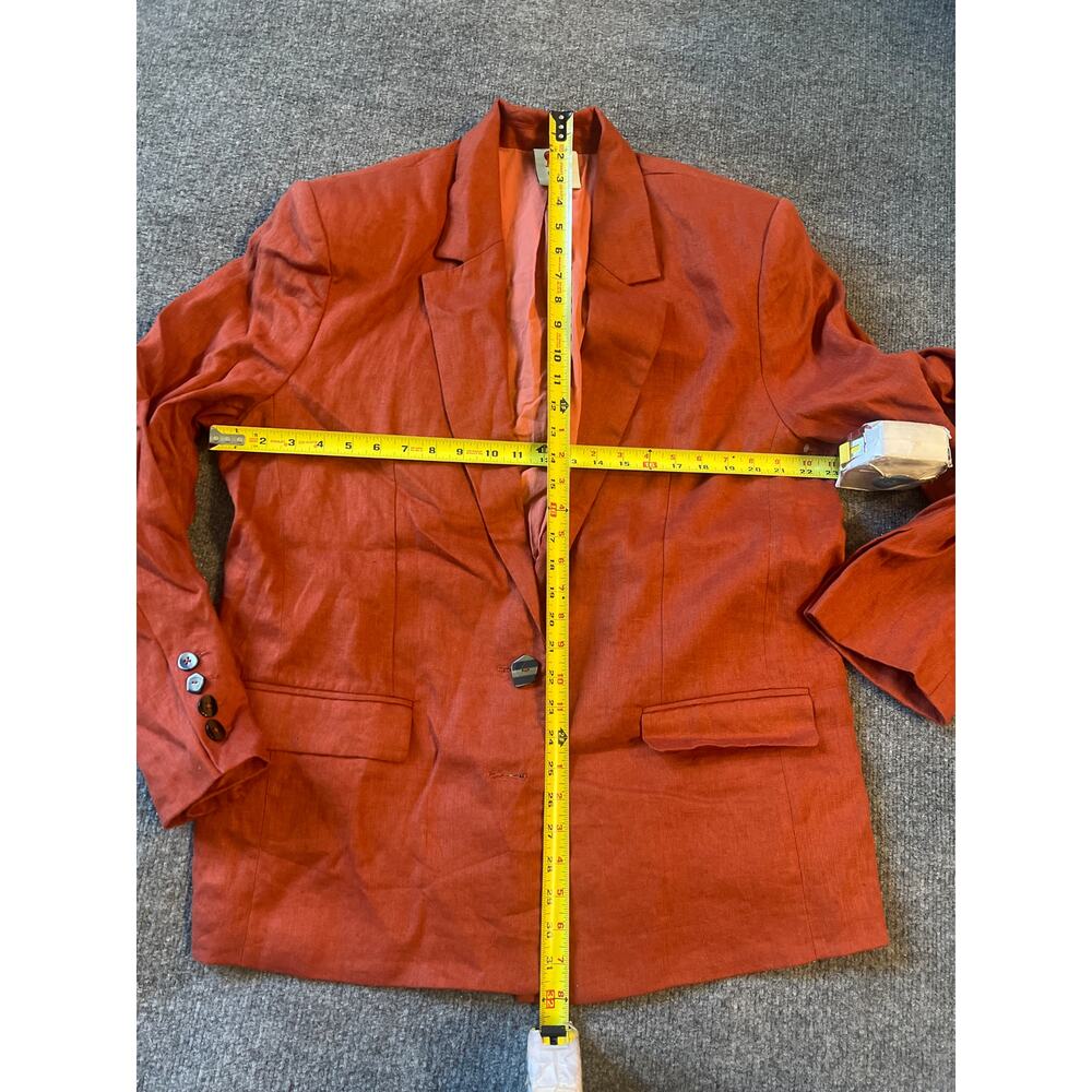 Farm Rio Burnt Orange Linen Blazer Large NWOT - Picture 6 of 12